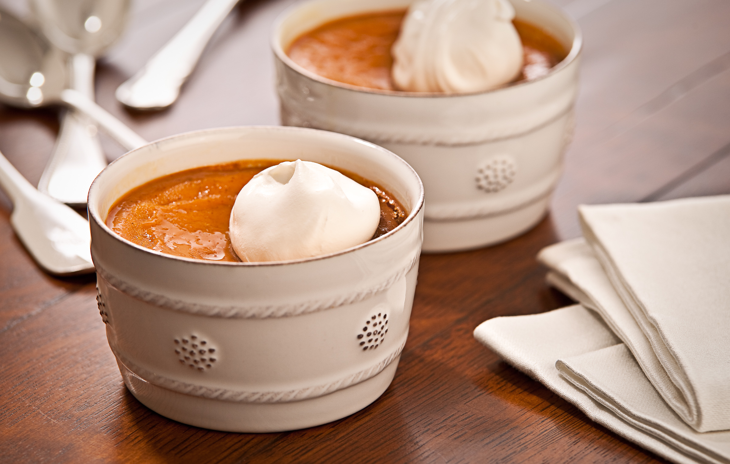pumpkin custard with whipped cream