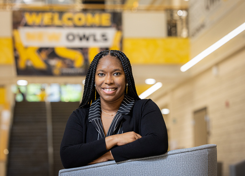 environmental portrait of a young woman